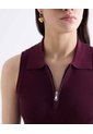Top Polo Sin Mangas Cremallera Bicolor  Para Mujer Vino Seven Seven de Seven Seven
