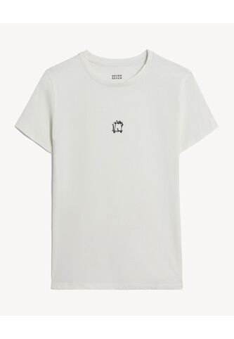 Camiseta Para Mujer Manga Corta Cuello Redondo Color Marfil Marca Seven Seven #28096551 Seven Seven