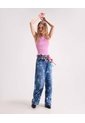 Jean Barrel Estampado Floral  Para Mujer Azul Seven Seven de Seven Seven