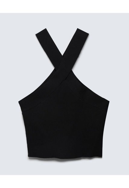 Crop Top Para Mujer Manga Sisa Color Negro Marca Seven Seven #28095818