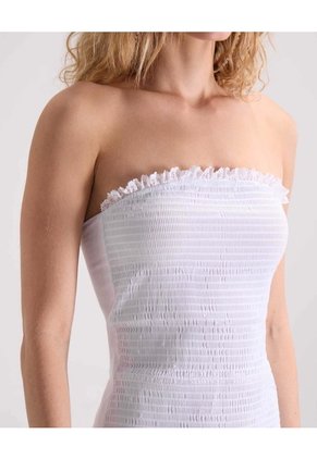 Vestido Strappless Encauchado  Para Mujer Blanco Seven Seven