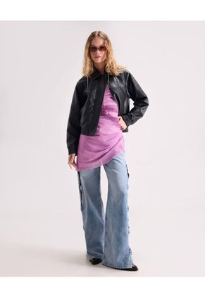 Chaqueta Con Cuello Clásico Para Mujer Negro Seven Seven