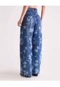 Jean Barrel Estampado Floral  Para Mujer Azul Seven Seven de Seven Seven