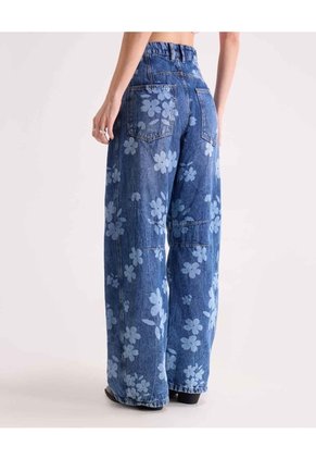 Jean Barrel Estampado Floral Para Mujer Azul Seven Seven