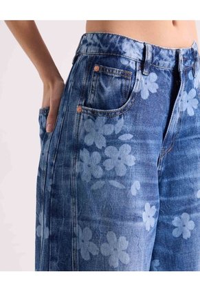 Jean Barrel Estampado Floral Para Mujer Azul Seven Seven