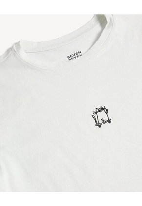 Camiseta Para Mujer Manga Corta Cuello Redondo Color Marfil Marca Seven Seven #28096551