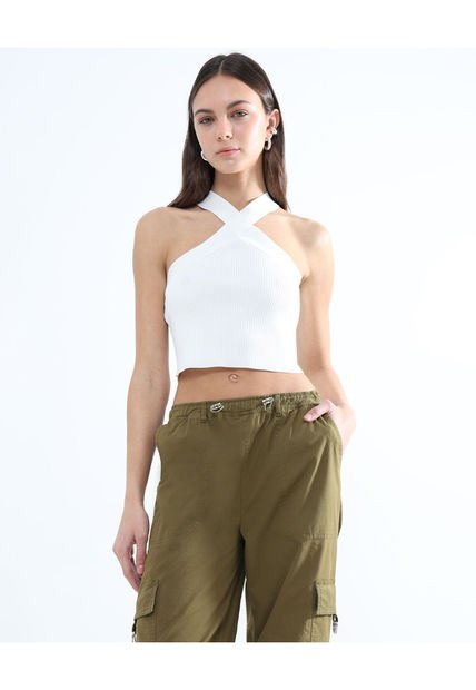 Crop Top Para Mujer Manga Sisa Color Blanco Marca Seven Seven #28095818
