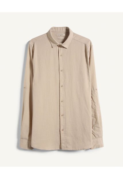 Camisa Para Hombre Manga Larga  Color Beige Marca Seven Seven #45011982