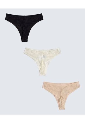 Panty Para Mujer Tanga Color Negro Marca Seven Seven #28800095