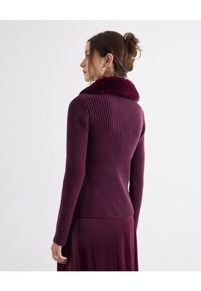 Saco  Para Mujer Zipper Color Vino Marca Seven Seven #28330691