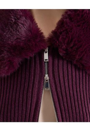 Saco  Para Mujer Zipper Color Vino Marca Seven Seven #28330691