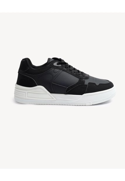 Tenis Monocromáticos De Suela Alta  Para Hombre Negro Seven Seven
