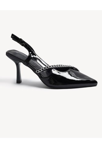 Tacones Slingback Con Cadenilla  Para Mujer Negro Seven Seven Seven Seven