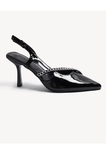 Tacones Slingback Con Cadenilla  Para Mujer Negro Seven Seven