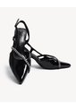 Tacones Slingback Con Cadenilla  Para Mujer Negro Seven Seven de Seven Seven