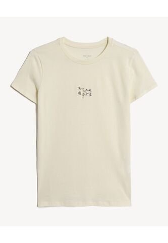 Camiseta Para Mujer Manga Corta Cuello Redondo Color Beige Marca Seven Seven #28096545 Seven Seven