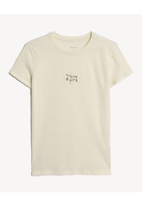 Camiseta Para Mujer Manga Corta Cuello Redondo Color Beige Marca Seven Seven #28096545