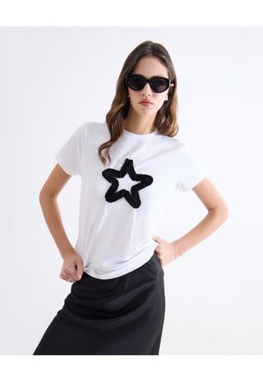 Camiseta Para Mujer Manga Corta Cuello Redondo Color Crudo Marca Seven Seven #28096534