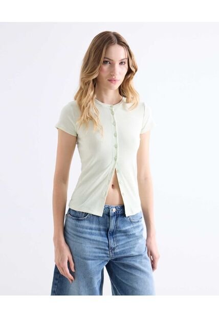 Camiseta  Para Mujer Manga Corta Cuello Redondo Color Verde Marca Seven Seven #28096615