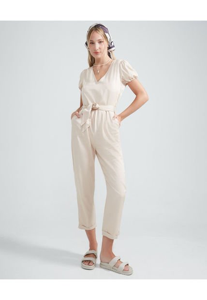 Enterizo Para Mujer Manga Corta Color Beige Marca Seven Seven #28320408