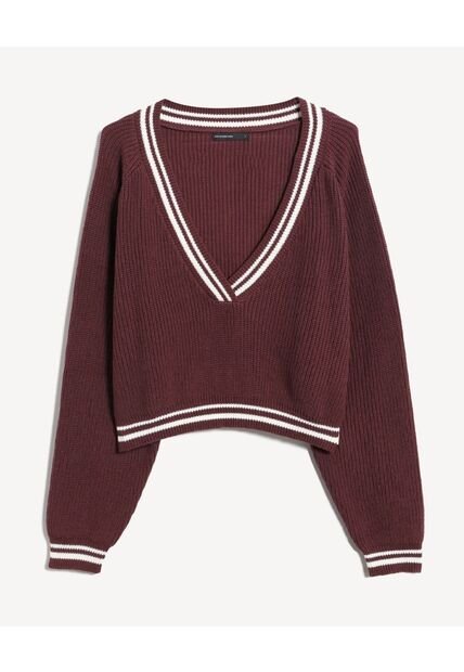 Saco Para Mujer Cuello V Color Vino Marca Seven Seven #28330677