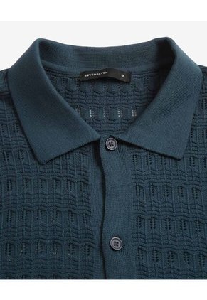 Camisa Para Hombre Manga Corta Sin Bolsillo Cuello Casual M Color Azul Marca Seven Seven #45012174