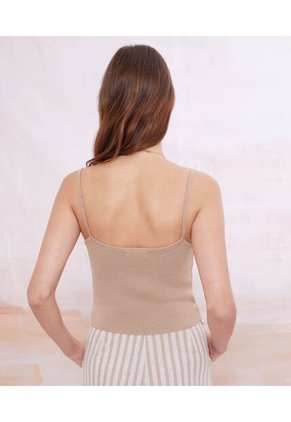 Crop Top Para Mujer Manga Sisa Color Camel Marca Seven Seven #28095375