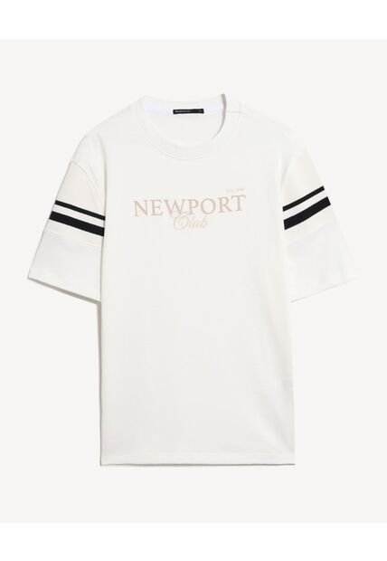 Camiseta  Para Hombre Manga Corta Cuello Redondo Color Marfil Marca Seven Seven #45092884