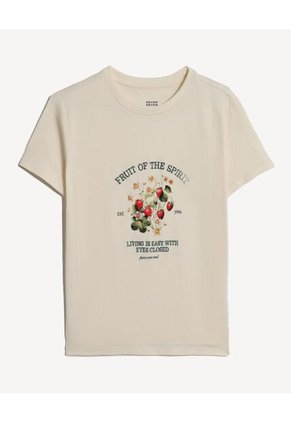 Camiseta Para Mujer Manga Corta Cuello Redondo Color Beige Marca Seven Seven #28096536