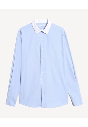 Camisa  Para Hombre Manga Corta Sin Bolsillo Cuello C Color Celeste Marca Seven Seven #45018474 Seven Seven