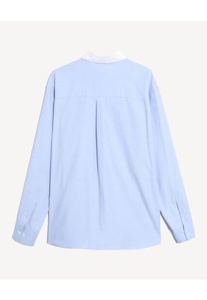 Camisa  Para Hombre Manga Corta Sin Bolsillo Cuello C Color Celeste Marca Seven Seven #45018474