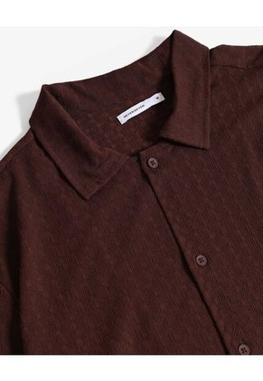 Camisa  Para Hombre Manga Corta Sin Bolsillo Cuello C Color Café Marca Seven Seven #45012233