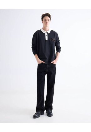 Buzo  Para Hombre Cuello Camisero Color Negro Marca Seven Seven #45060719