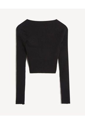 Camiseta Para Mujer Manga Larga Cuello V Color Negro Marca Seven Seven #28096421