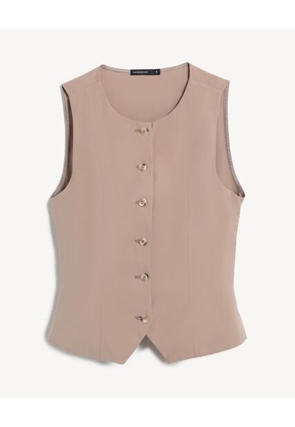 Chaleco  Para Mujer Plano Color Taupe Marca Seven Seven #28250161