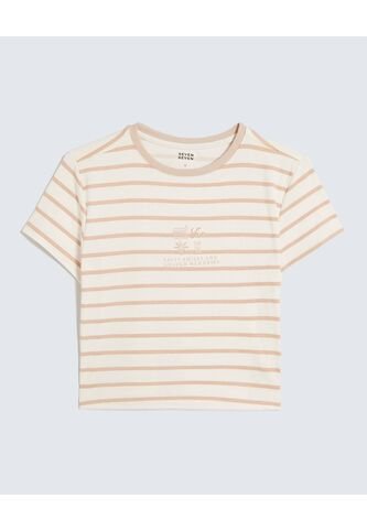 Camiseta Para Mujer Manga Corta Cuello Redondo Color Beige Marca Seven Seven #28096292 Seven Seven