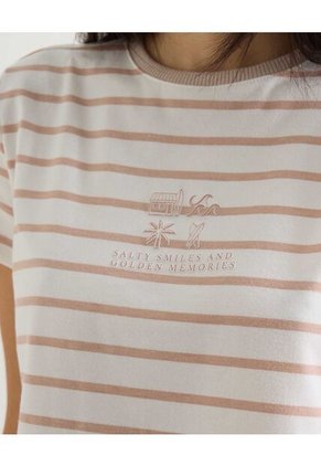 Camiseta Para Mujer Manga Corta Cuello Redondo Color Beige Marca Seven Seven #28096292