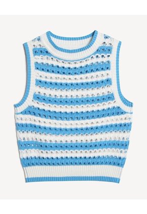 Chaleco Para Mujer Tejido Color Celeste Marca Seven Seven #28250142