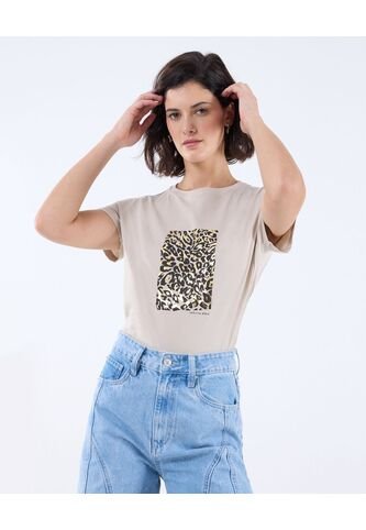 Camiseta Para Mujer Manga Corta Color Beige Marca Seven Seven #28096126 Seven Seven