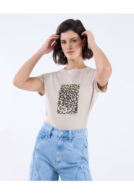 Camiseta Para Mujer Manga Corta Color Beige Marca Seven Seven #28096126