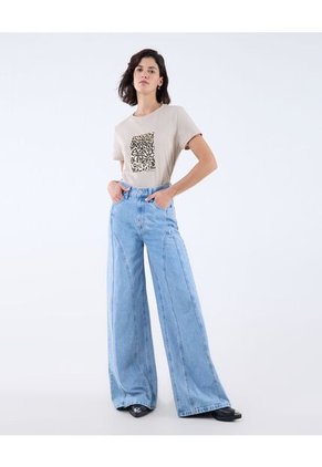 Camiseta Para Mujer Manga Corta Color Beige Marca Seven Seven #28096126