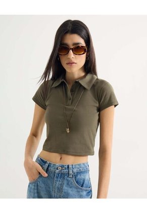 Polo Para Mujer Manga Corta Color Verde Marca Seven Seven #28110010