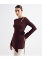 Camiseta Con Anudado Lateral - Seven Studio | Maygel Coronel  Para Mujer Café Seven Seven de Seven Seven