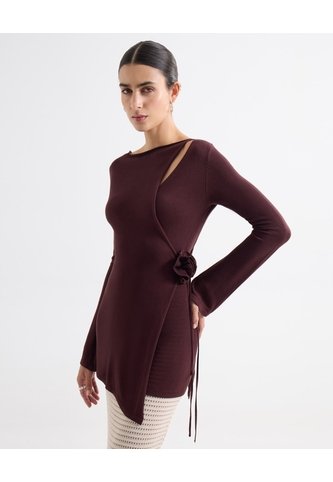 Camiseta Con Anudado Lateral - Seven Studio | Maygel Coronel  Para Mujer Café Seven Seven Seven Seven