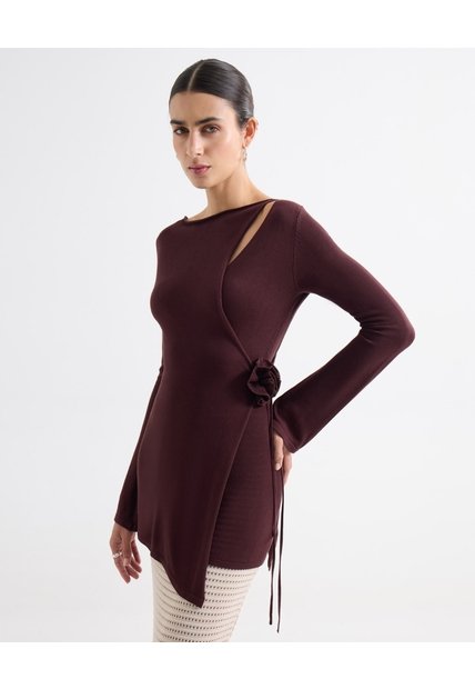 Camiseta Con Anudado Lateral - Seven Studio | Maygel Coronel  Para Mujer Café Seven Seven