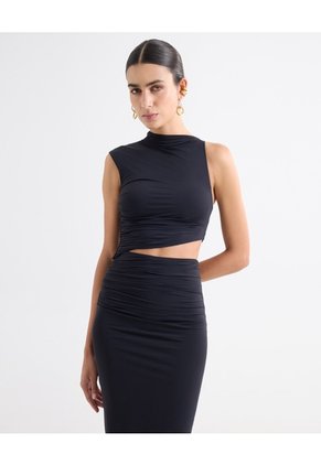 Vestido Maxi Asimetrico Con Cortes- Seven Studio | Maygel Coronel  Para Mujer Negro Seven Seven