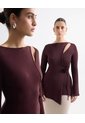 Camiseta Con Anudado Lateral - Seven Studio | Maygel Coronel  Para Mujer Café Seven Seven de Seven Seven