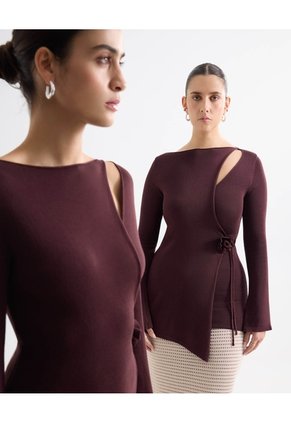 Camiseta Con Anudado Lateral - Seven Studio | Maygel Coronel  Para Mujer Café Seven Seven