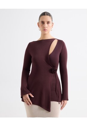 Camiseta Con Anudado Lateral - Seven Studio | Maygel Coronel  Para Mujer Café Seven Seven