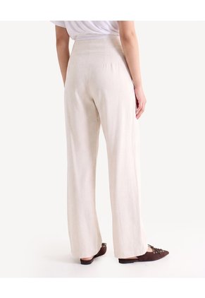 Pantalón Fluido Tiro Alto Para Mujer Beige Seven Seven